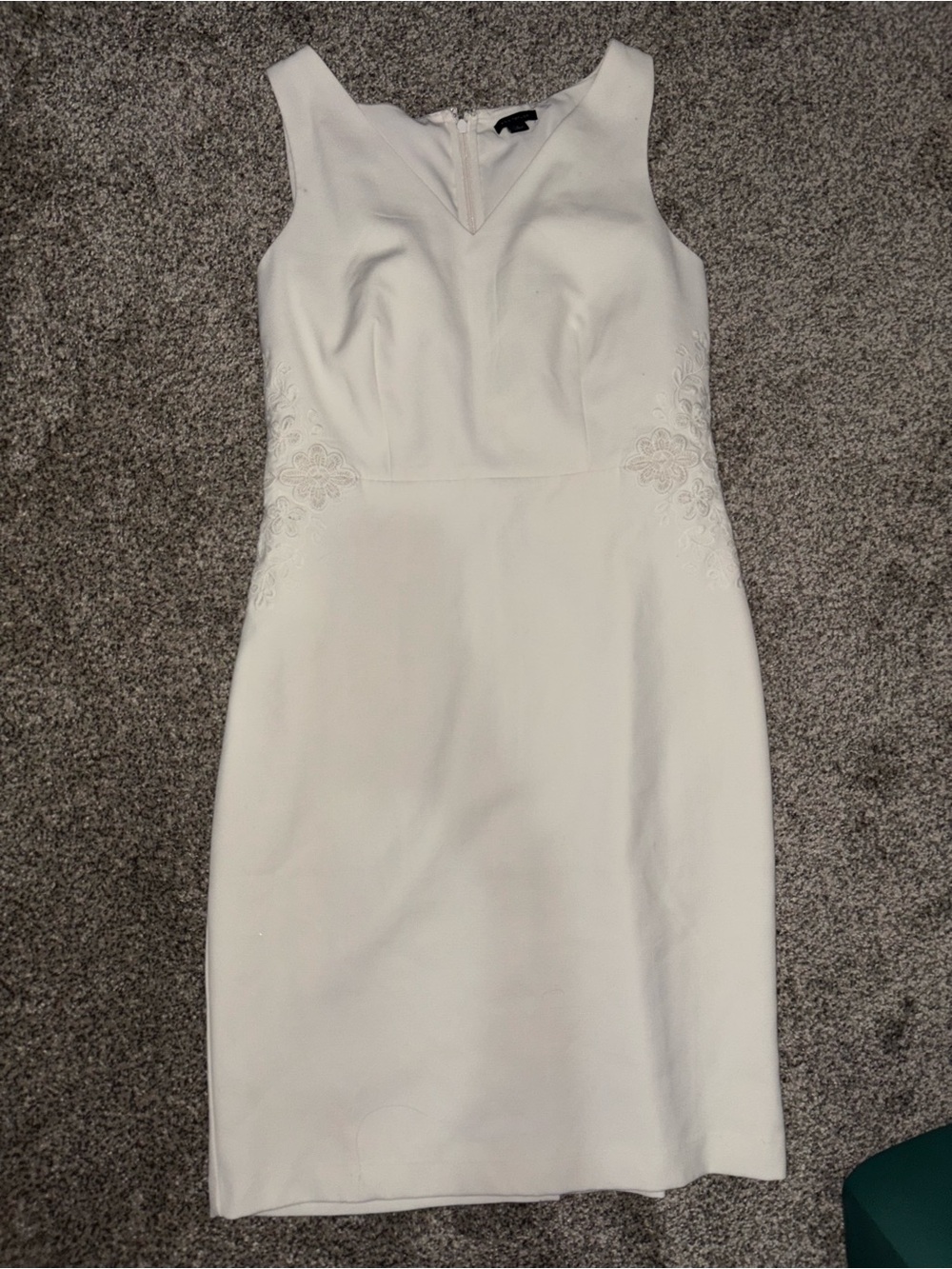 Ann Taylor Cream Sleeveless Sheath Dress with Side Lace Detail
